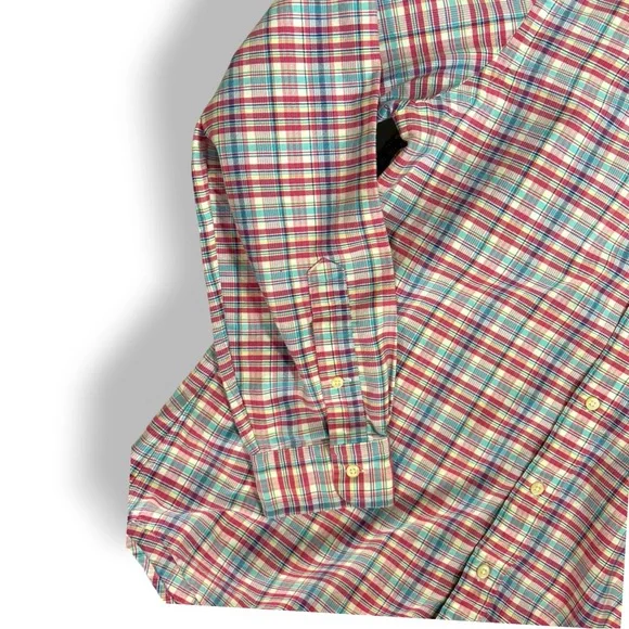 Ralph Lauren Polo Men's Long Sleeve Button Front Shirt Size L Pink Muliti Plaid - Picture 4 of 7